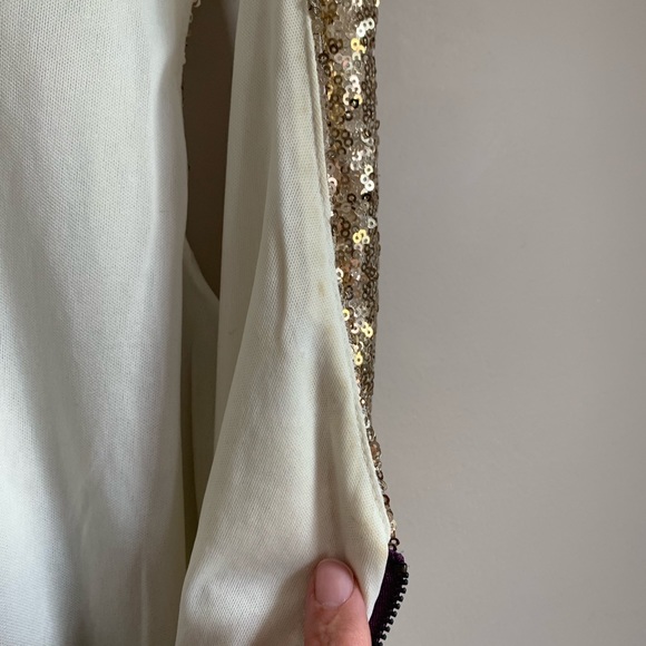 Gold sequin purple Chiffon sleeveless dress Anthro - Picture 8 of 8
